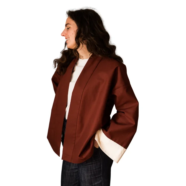 Коричневое кимоно из хлопка без гендеров, сделано в Италии, унисекс, одежда в стиле кимоно, итальянский дизайн, различные цвета, итальянские товары для ремесленников