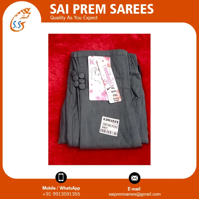Best Quality Women Rayon Slab Lycra Crush Pant Available At Wholesale Price From Indian Supplier