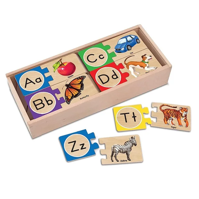 Self-Correcting Alphabet Wooden Puzzles With Storage Box 52 Pcs ABC Puzzle