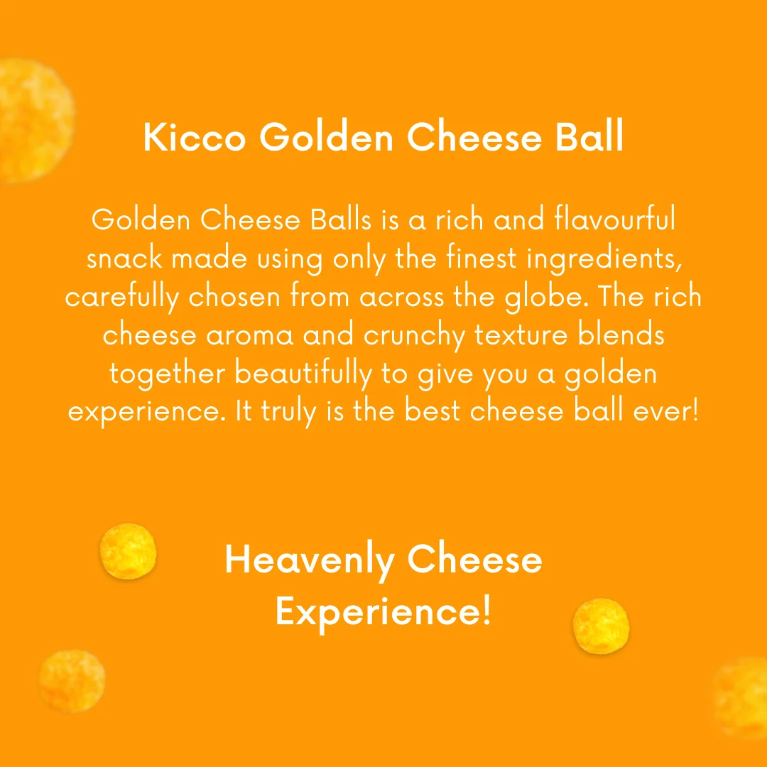 NEW Kicco Golden Cheese Ball Corn Snack with Real Cheddar Cheese Powder 14g & 60g Malaysia Products