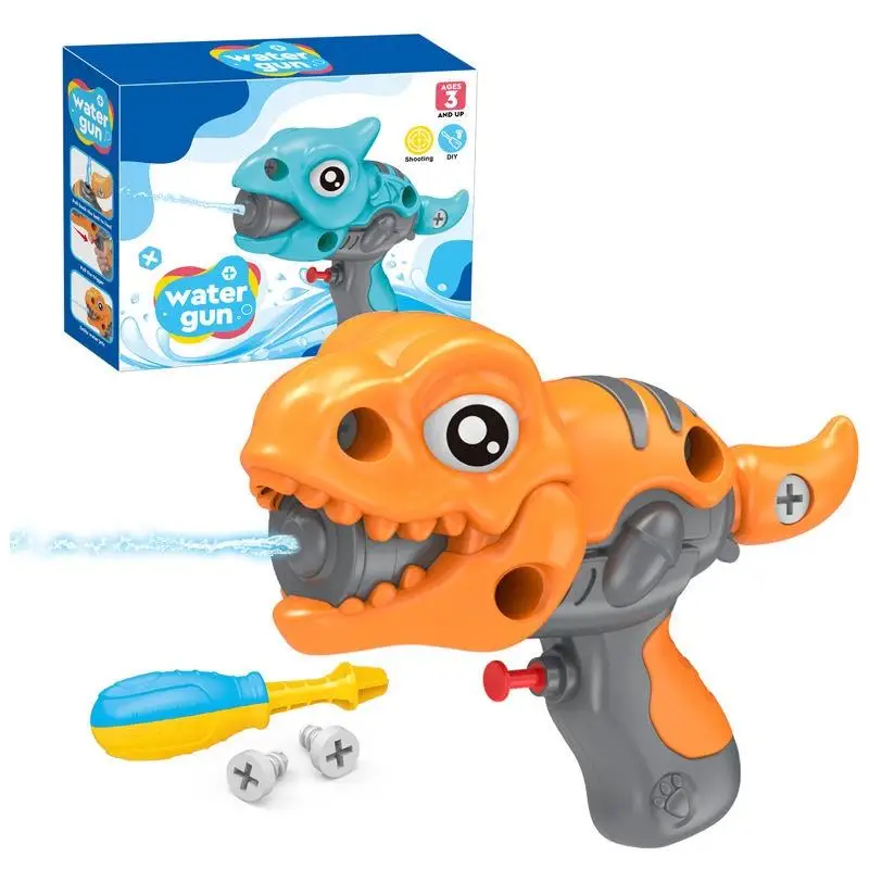 New Arrivals DIY Assembly Dinosaur Water Gun Toys 2 IN 1 Puzzle Mini Manual Dion Water Gun Summer Outdoor Splash Shooting Toy