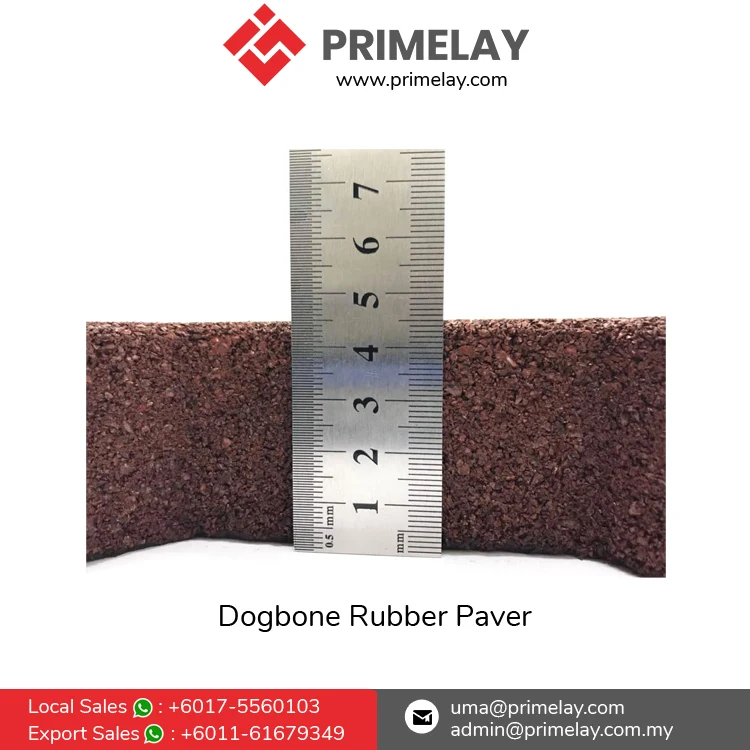 Interlocking Pattern Easy to Install 43mm Thickness Heavy Duty Slip Resistant Dogbone Shape Rubber Pavers for Outdoor Walkway