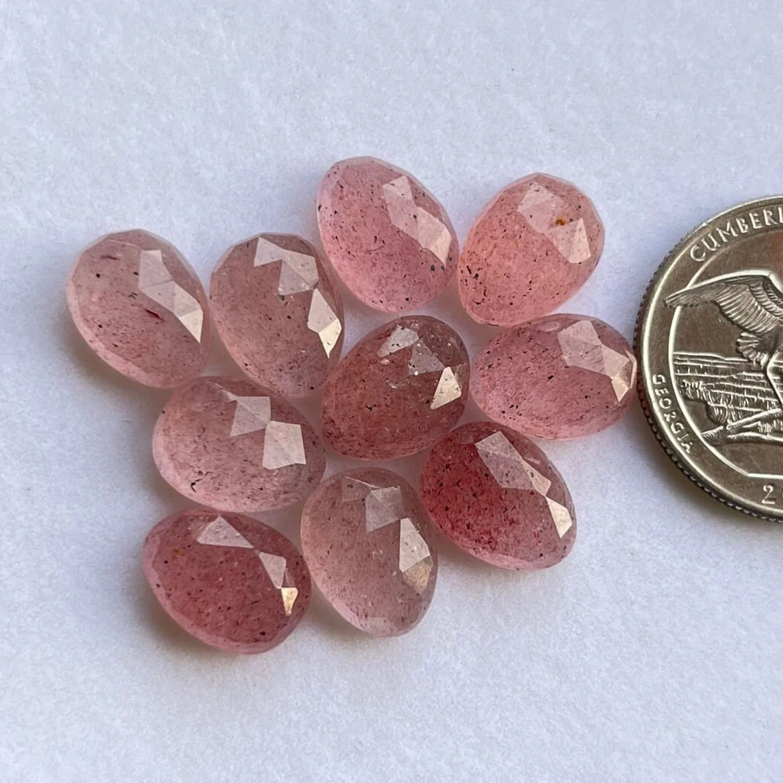 Finest Quality Light Pink Rose Quartz Natural Crystal Oval Cut Flat Back Gemstone Jewelry Making 10 Pieces/Lot Pendant Included