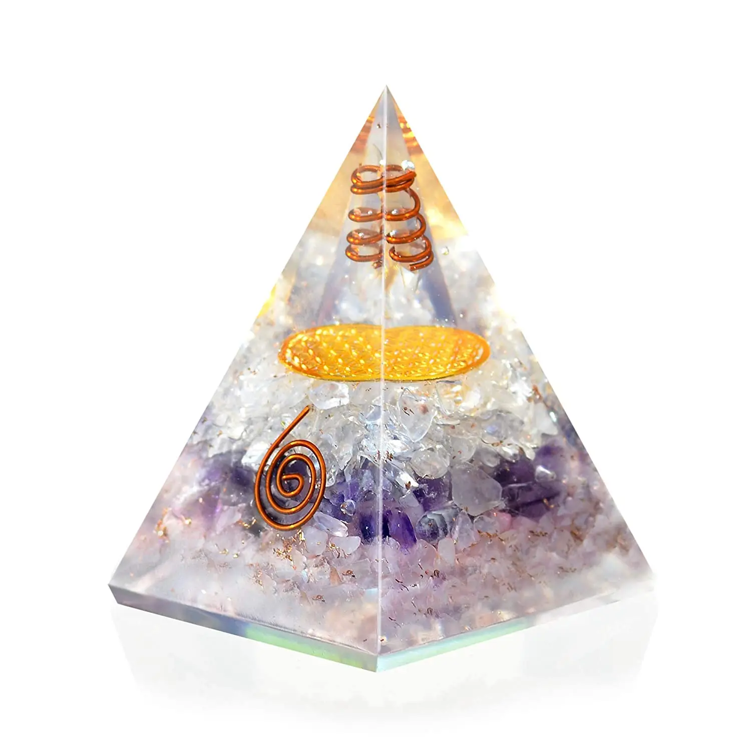 beautiful orgone pyramid gemstone Rose flower of Life Pink natural love OEM customization pyramid from crystals supply india