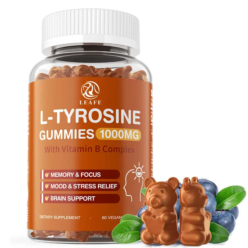 Oem Brain Support Gummies 1000mg L-Tyrosine Powder Supplement L Tyrosine Gummy With Vitamin B Complex L-Tyrosine Gummies