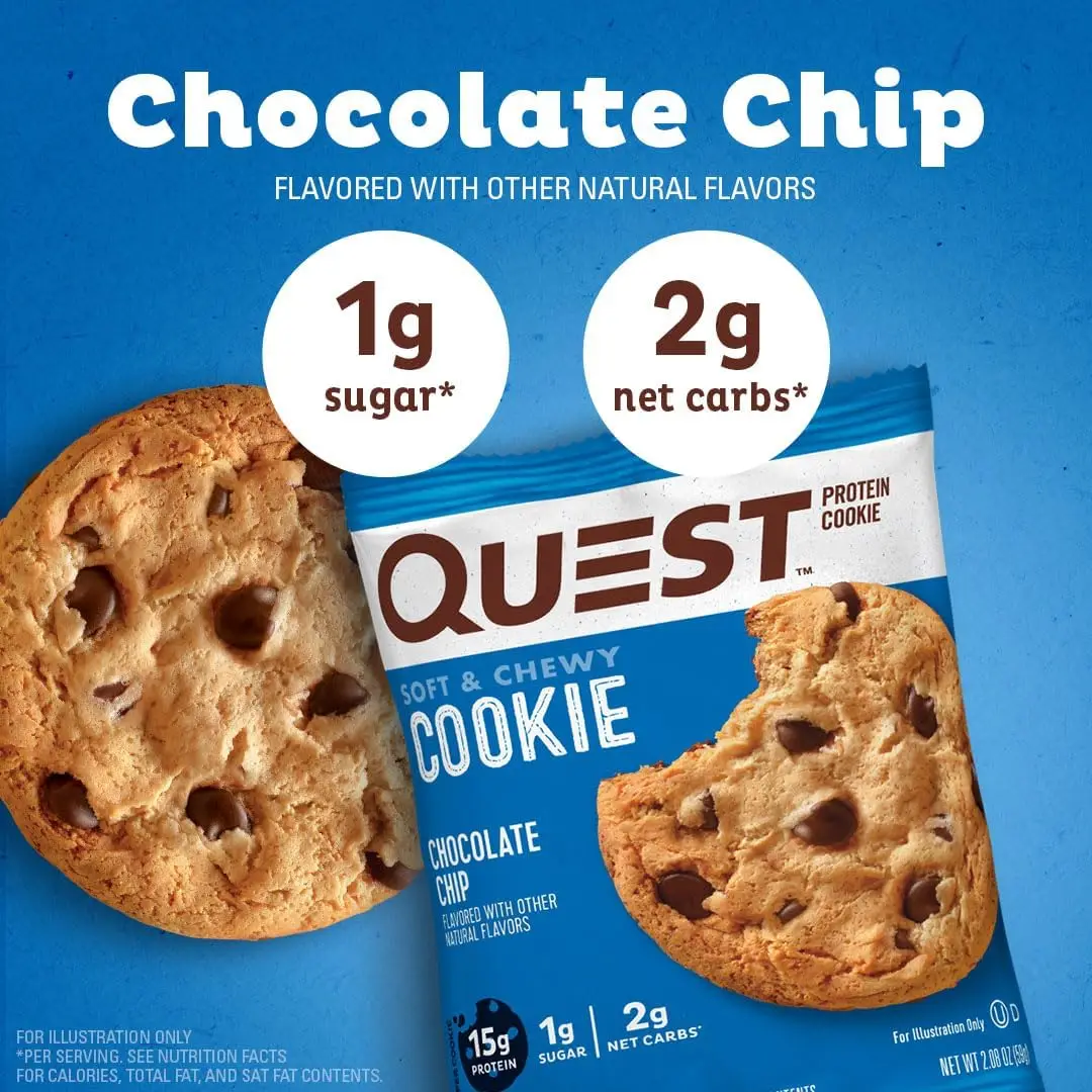 Quest Nutrition Chocolate Chip Protein Cookie Keto Friendly High Protein  Low Carb 12 Count