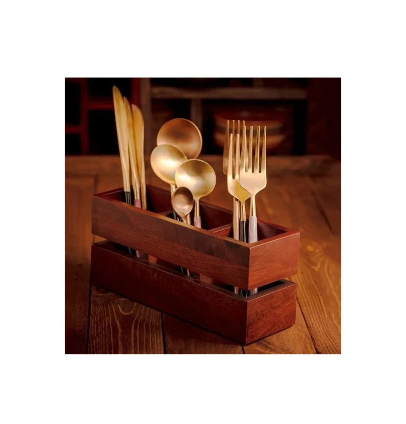 Stylish design square shape cutlery holder high quality handmade wooden cutlery holder at cheapest price