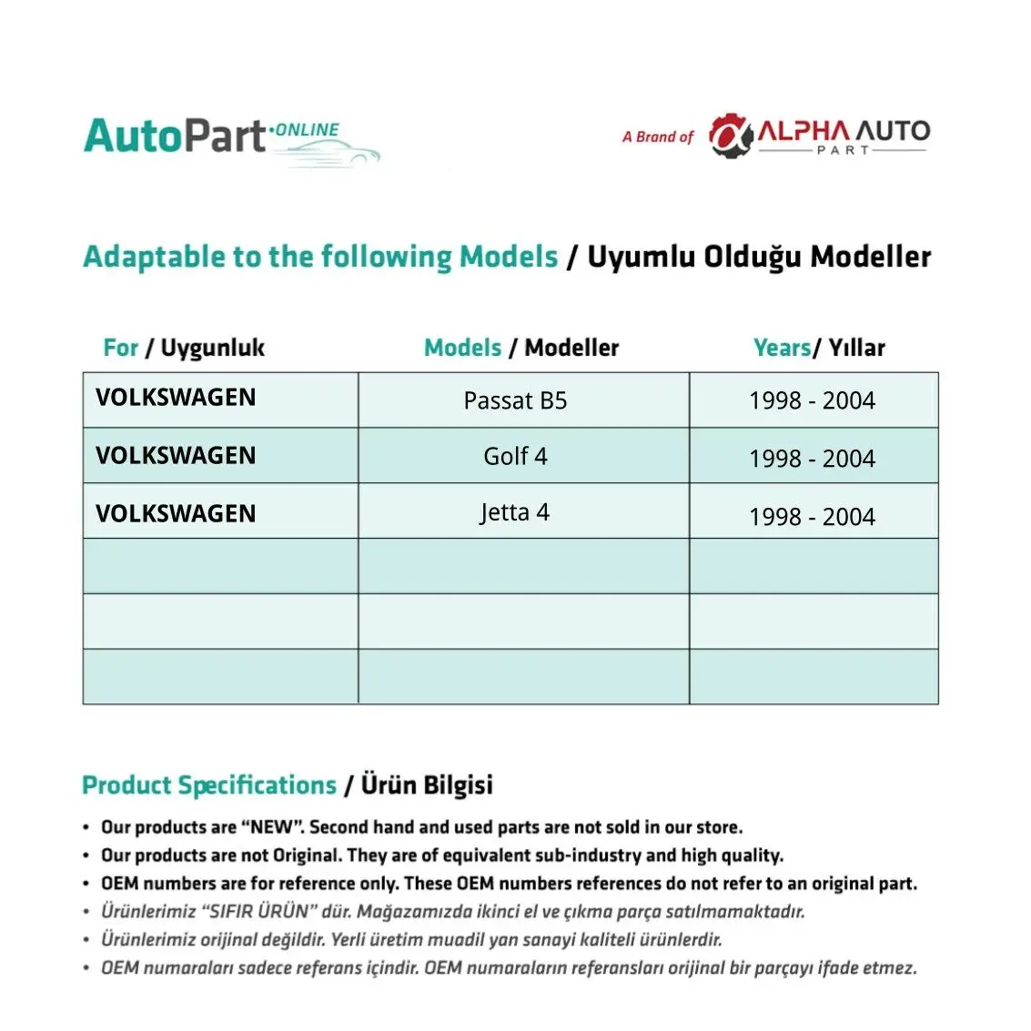 Door Handle Frame Handle Set for Vw Passat B5,Golf 4,Jetta