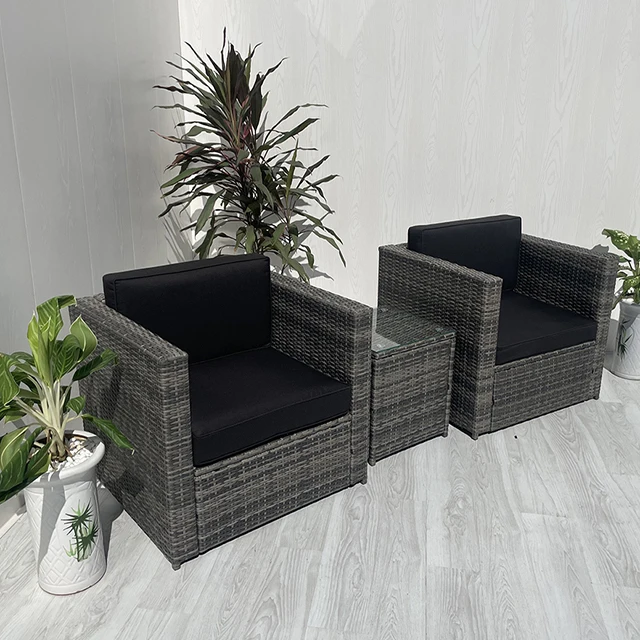 Set 3 PCS Garden Rattan Furniture Cane Wicker Outdoor Rattan Sofa Sets For Patio Backyard