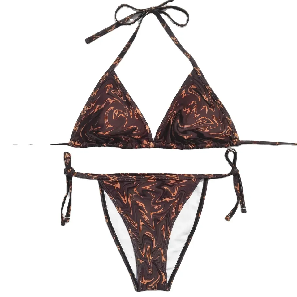 Custom 2 pieces crochet swimsuit women hot sexy swimwear fringe two piece bikini set