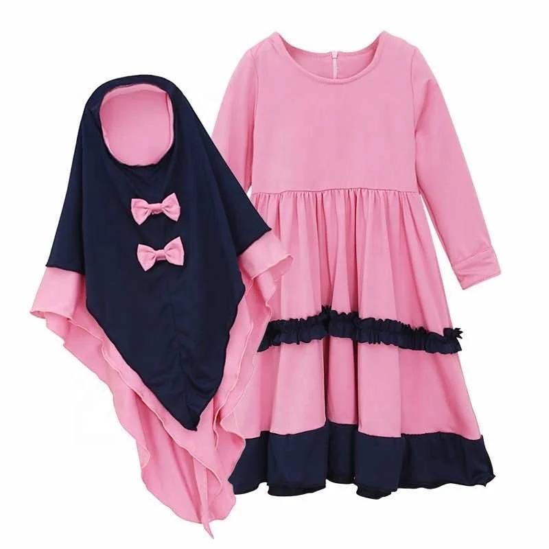 Hot Sale Kids Abaya Dress Muslim Clothing Hijab Middle East Arab Prayer Dresses For Eid Wholesale Islamic Ethnic Girls Clothes