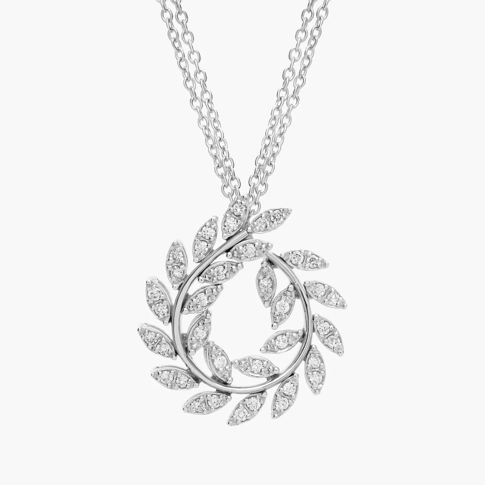 Двойная Цепочка D I A M O N венок 14K белый G L D(3/8 Ct. Tw.)