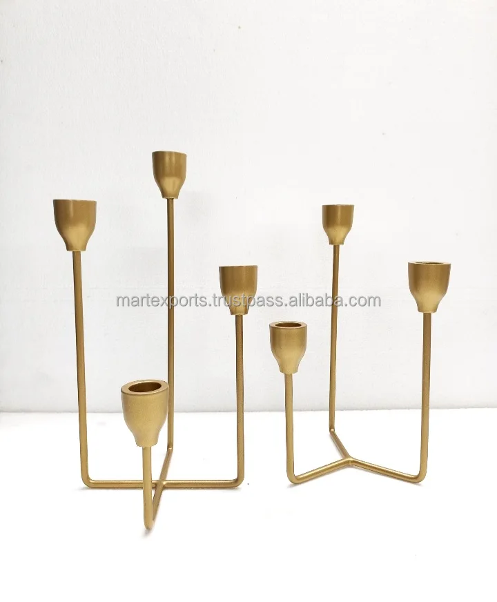 Nordic Style Bronze Candle Holder 4 Arm Candelabra Wedding Table Centerpieces Candlesticks metal candle holder