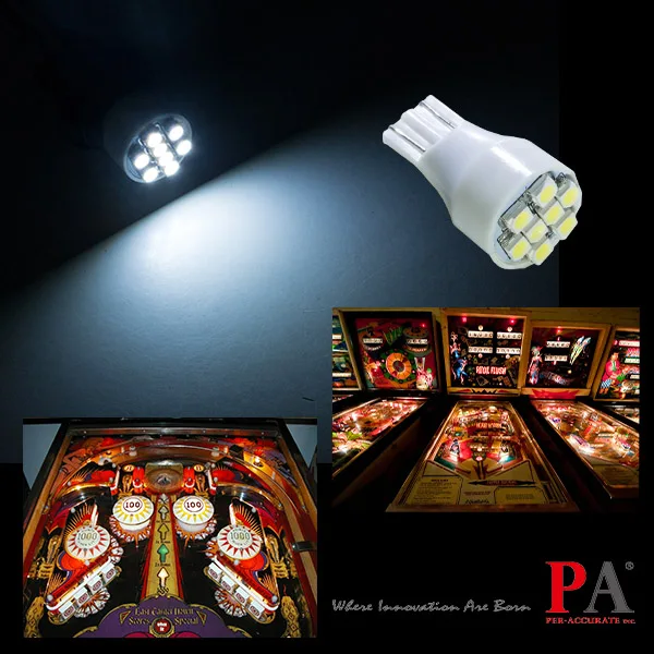 Pinball Machine LED Bulbs 8SMD T10 194 168 W5W 6V White 12 Color Variations #555 3020 PA