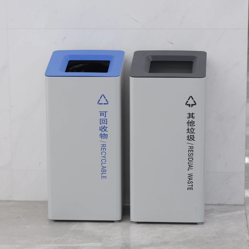 Indoor outdoor public metal litter bins commercial trash bin papeleras recycled trash can for office lobby entrance park street