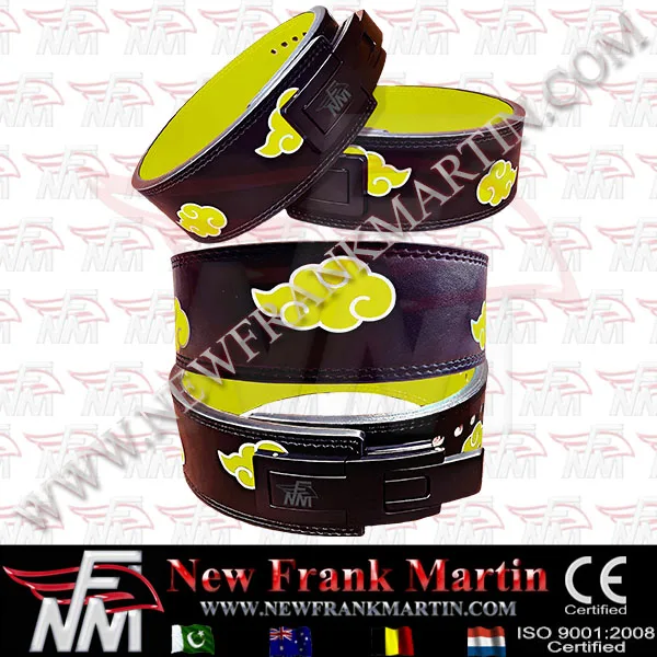 NFM Anime Weightlifting Belt Character Akatsuki Cloud Print Lever Buckle Power Lifting Gym Training Leather OEM ODM Custom Logo