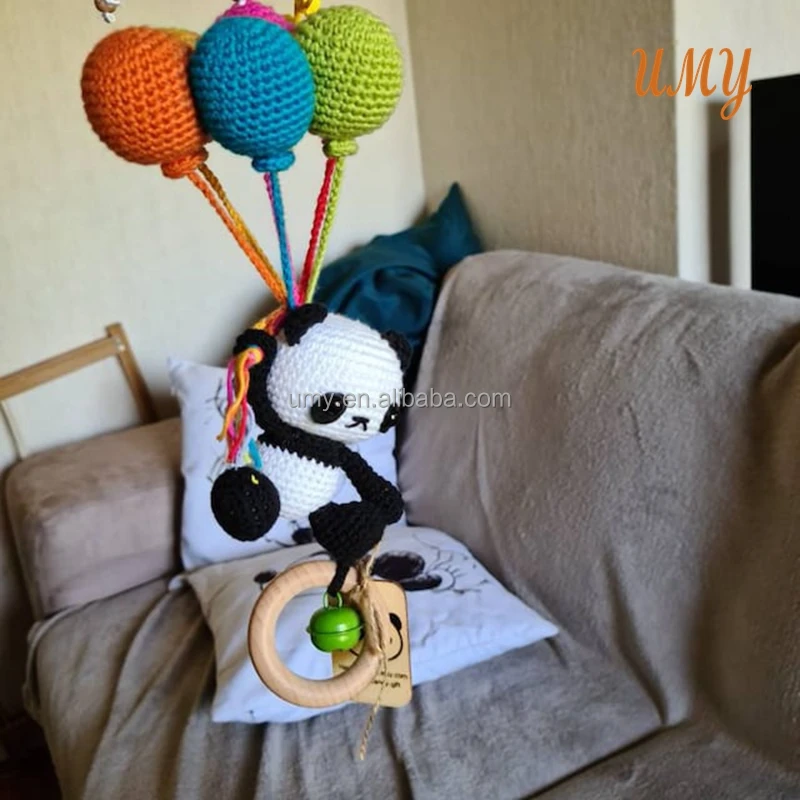 Amigurumi Crochet Pram Dolls Baby Stroller Hanging Rattle Teething Car Seat Toys Handmade Stuffed Animals For Infants Baby Gym