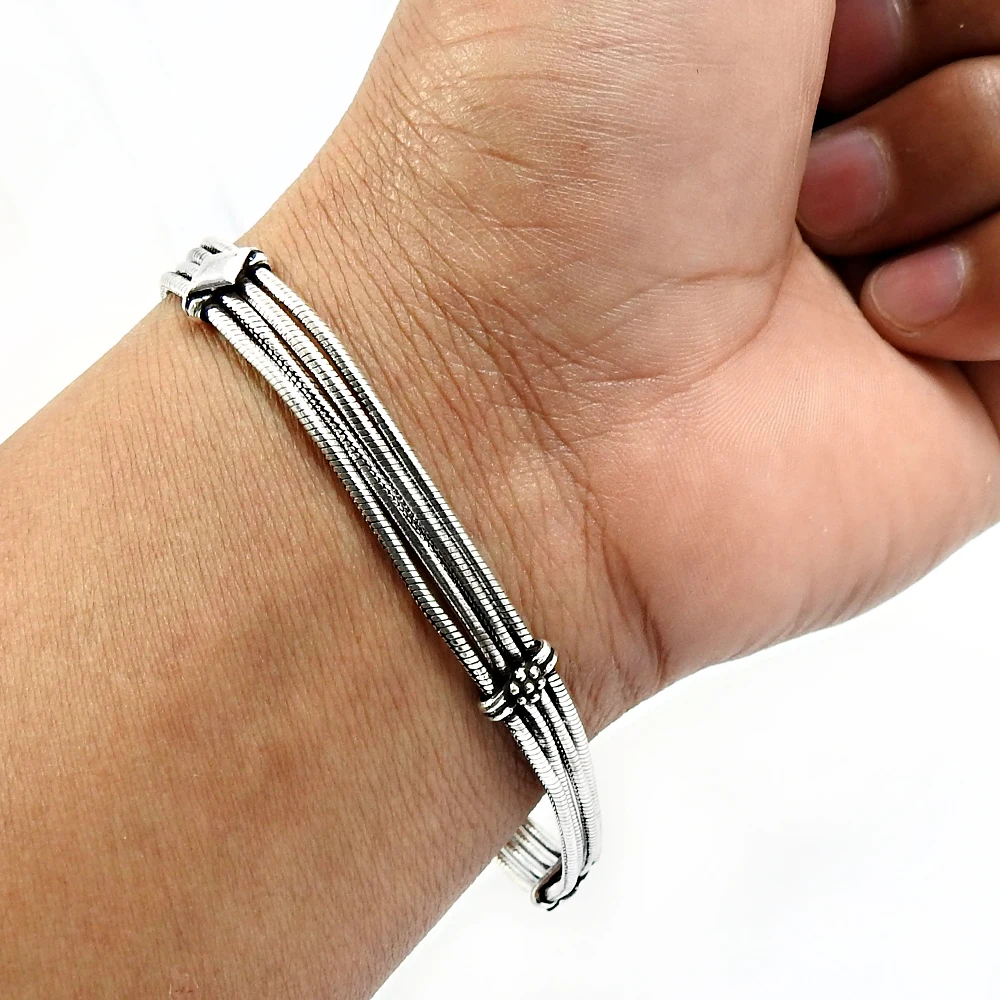 Top Quality Elegant Look 925 Sterling Solid Silver Indian Artisan Handmade Bracelet Bohemian Jewelry Wholesale Factory Price