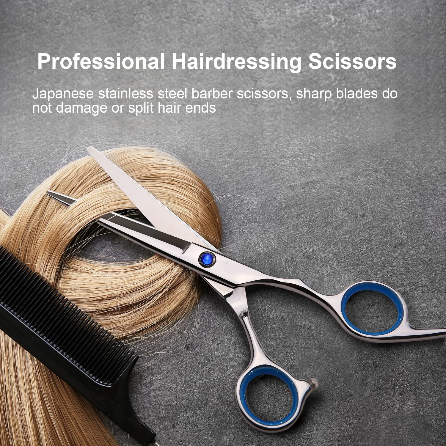 Hair Cutting Scissors Set, Professional Haircut Shears with Thinning Scissors Black Hairdressing Kit for Barber, Salon And Home