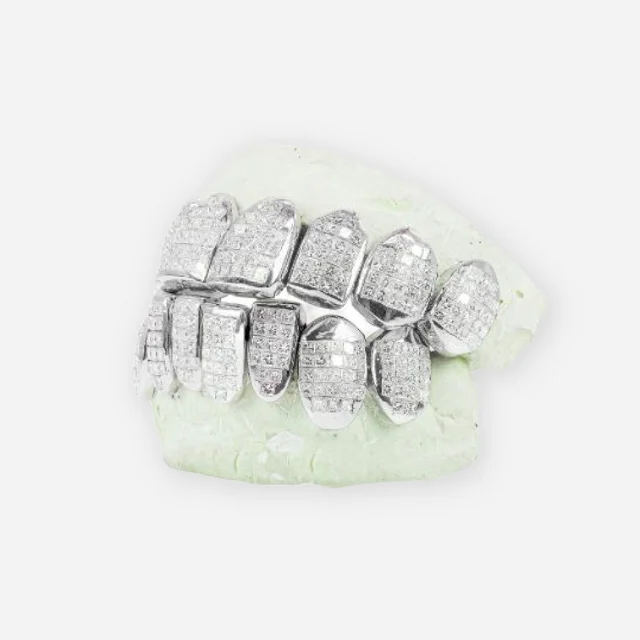 Si naturel diamond grillz with Starling 14k Yellow rose white gold Top 6 Bottom 6 teeth Grillz