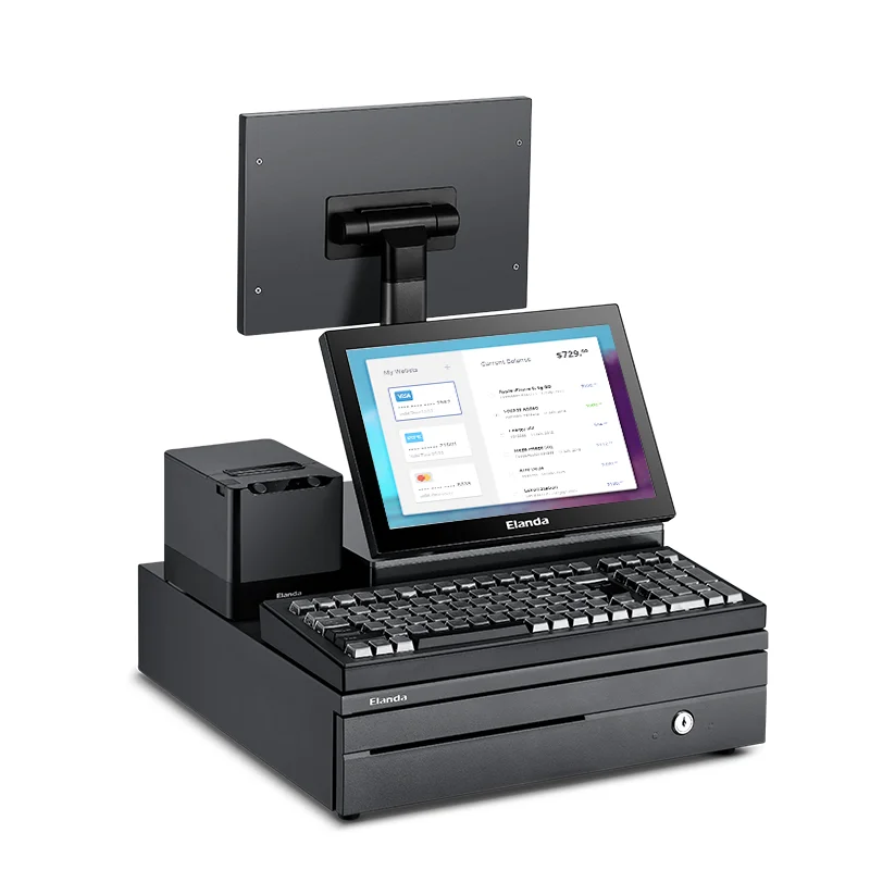 Cash Register Dual Screen 12.1 Inch Capacitive Touch Panel With 80mm Printer POS Systems