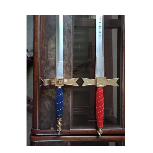 Masonic sword with brown gold hilt and black scabbard 35 3/4&quot free case  The Knights Templar Swords