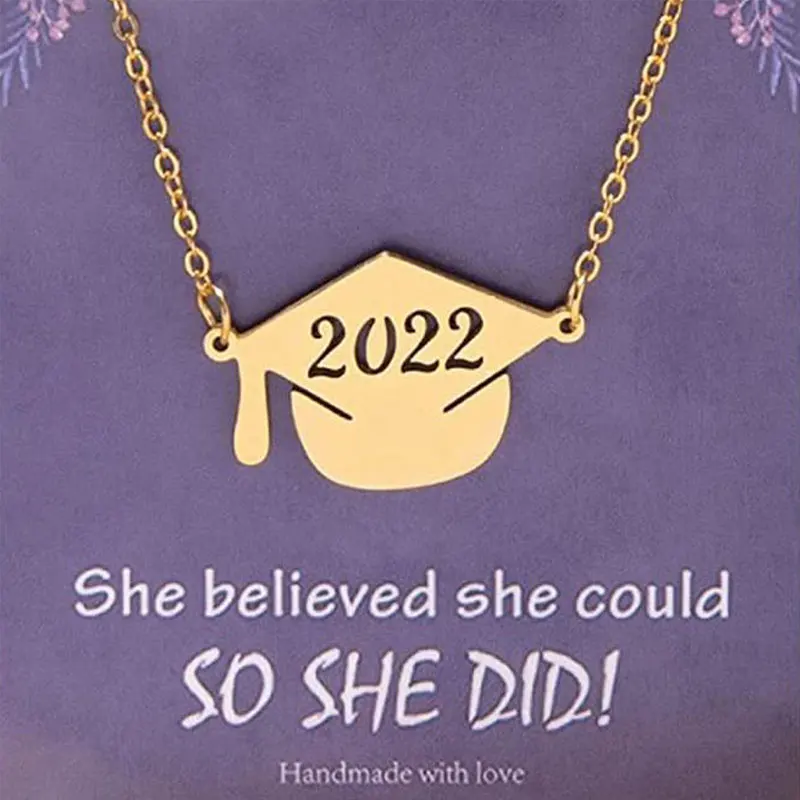 wholesale jewelry student school class of 2025 stainless steel graduation college necklace