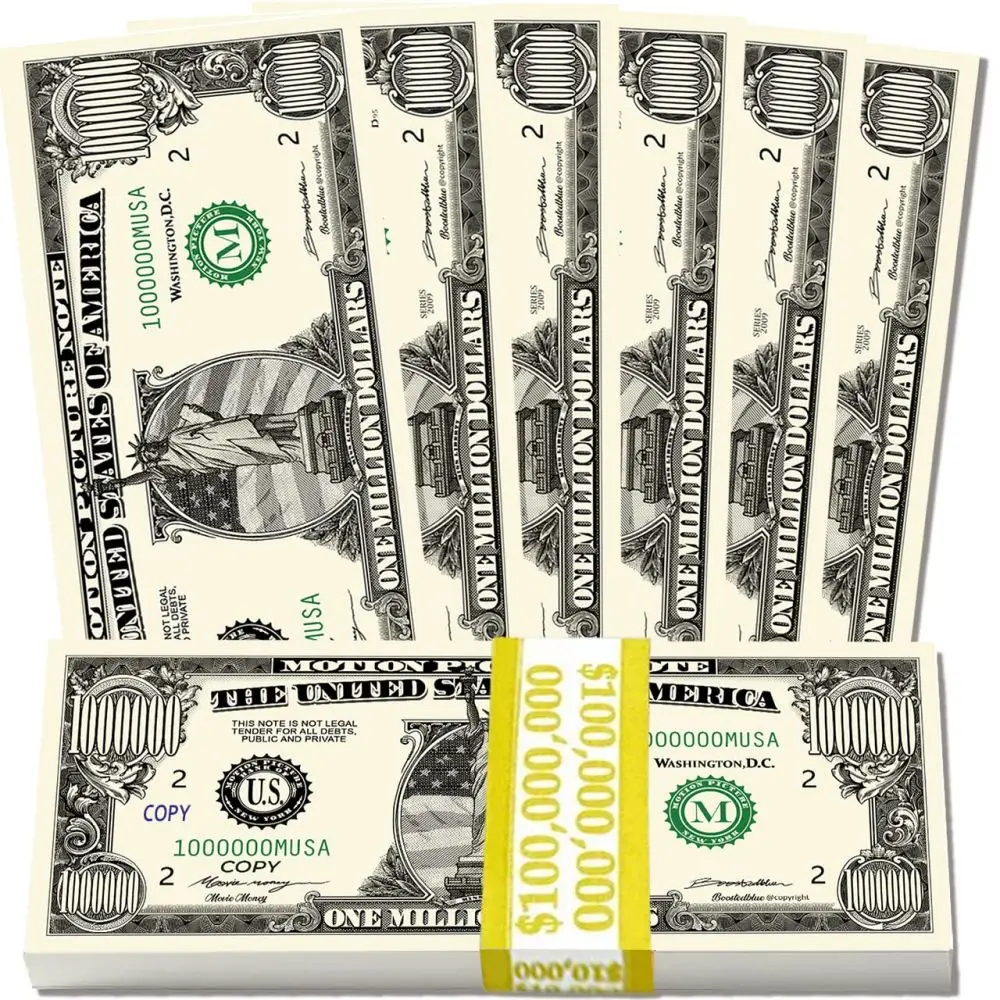 100 Million Bill Props Money 100 Novelty Million Dollar Sensations Printed Prop Money for Movies Game Party
