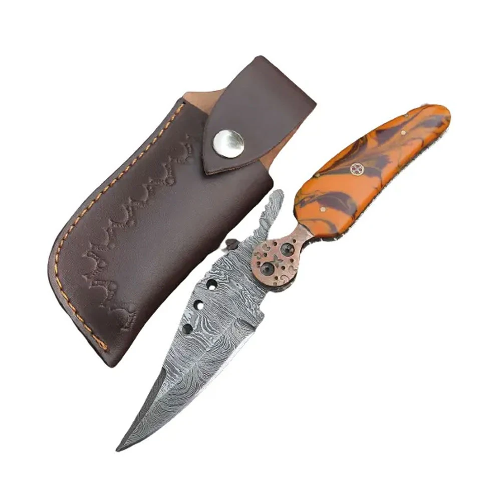 Customized Outdoor New Camping Folding Knife Multifunctional Foldable Knife with Leather Cover at cheap price OEM Service
