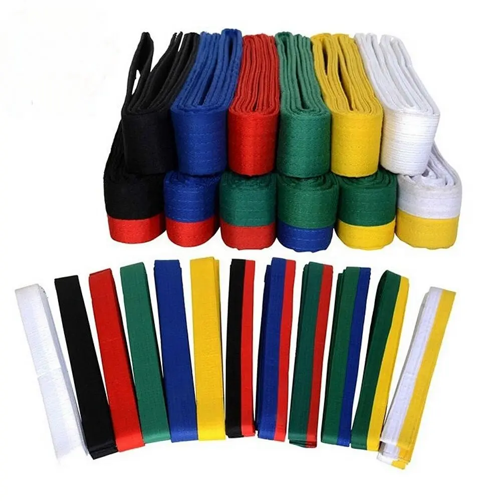 2022 Cheap High Quality Wholesale OEM Custom logo Multi Color Stripe Cotton Martial Arts Belt Karate Taekwondo BJJ Belt
