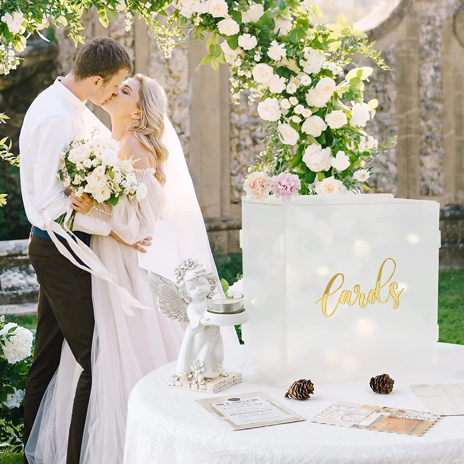 Envelop Card Box Money Storage Box with Slot Acrylic Card Greeting Card Box for Birthday Anniversary Reception Wedding Decor