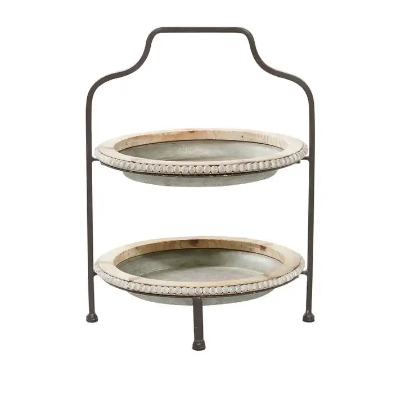 New indian  handicraft premium quality galvanized serving tray with stand customized shape & size with foldable stand