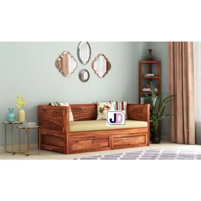 Decorative High Quality Material By Best Manufacturer Hand Curved Two Seat Wooden Sofa