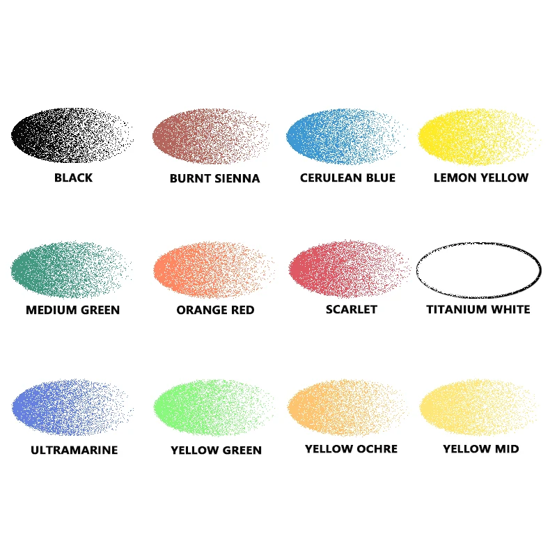 SAGUDIO Ready to Airbrush Acrylic Paints Waterbased Air Brush Pigment 12 Colors