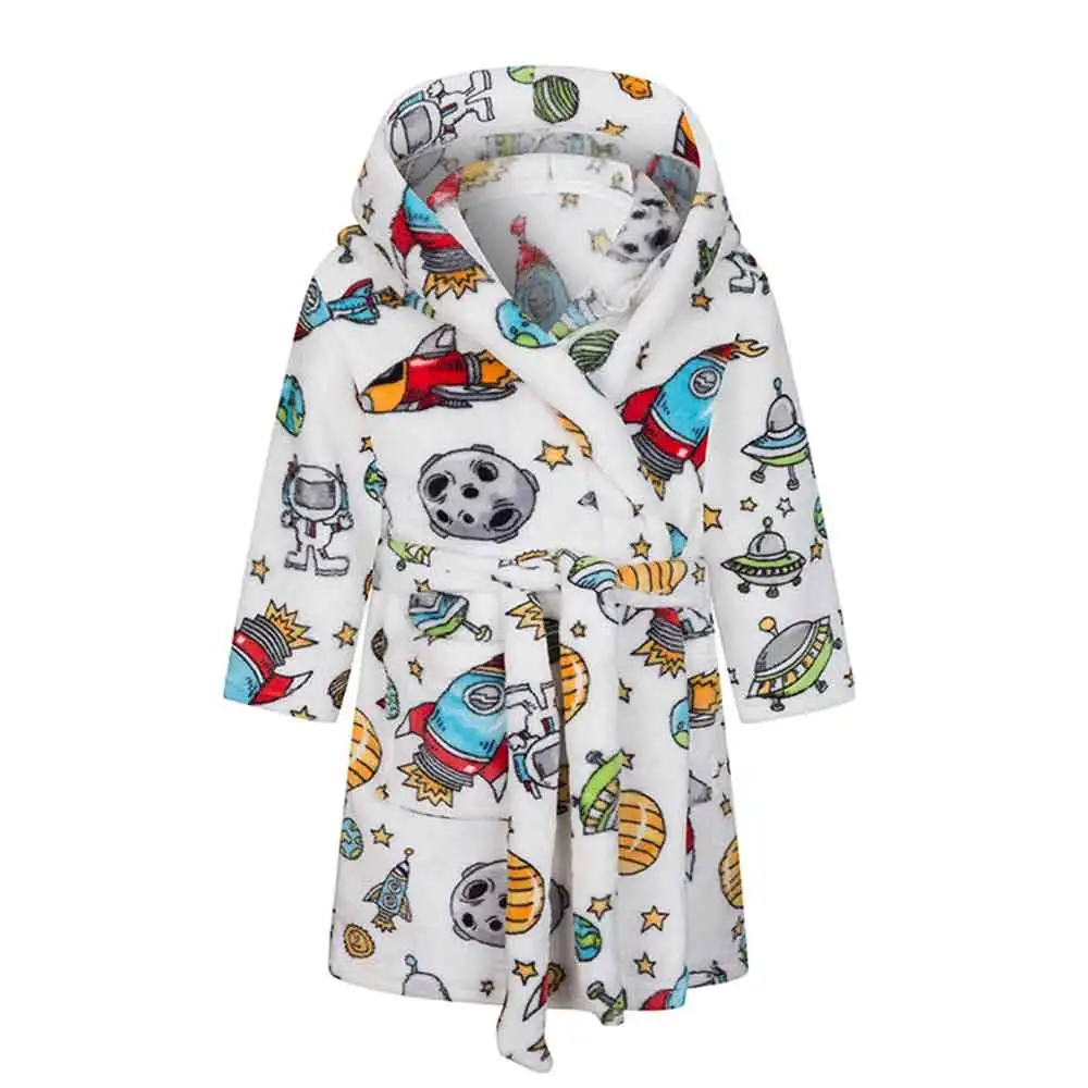 High Quality Comfortable 100% Cotton Bathrobe For Children Kids Bathrobe Hooded Bath Robes