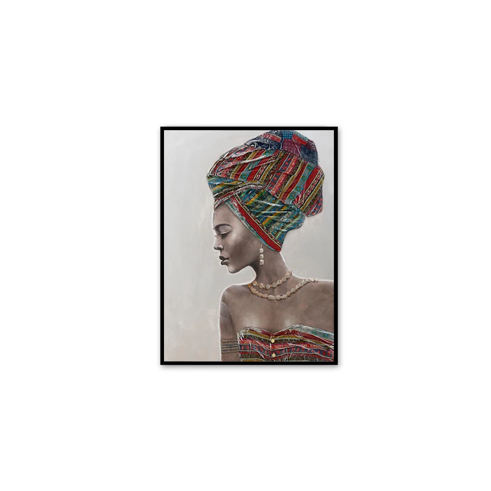 Handmade Oil Painting on Canvas Decoration Wall Hanging Home Decor Wall Art Abstract African Women Figure Living Room