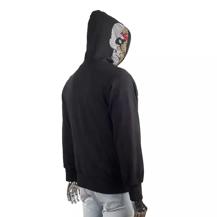 New Custom Logo Embroidered Wholesale Promotional Manufacturer Fleece Satin Lines Full Face Zip Up Hoodie