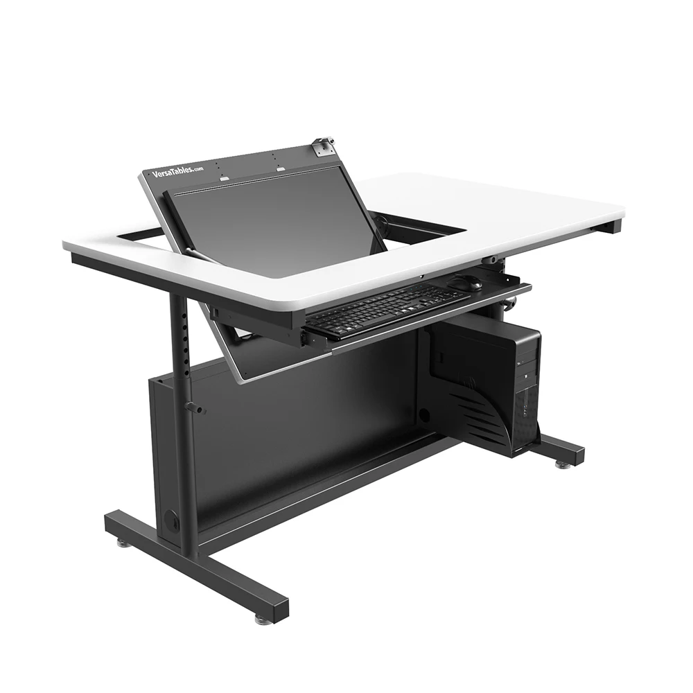 VersaDesk Revolution Adjustable Height Computer Desk  Black/White