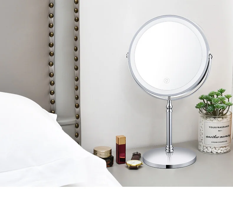 Amazon led magnify vanity mirror with lamp desktop desktop vanity mirror dormitory net red dimming beauty mirror