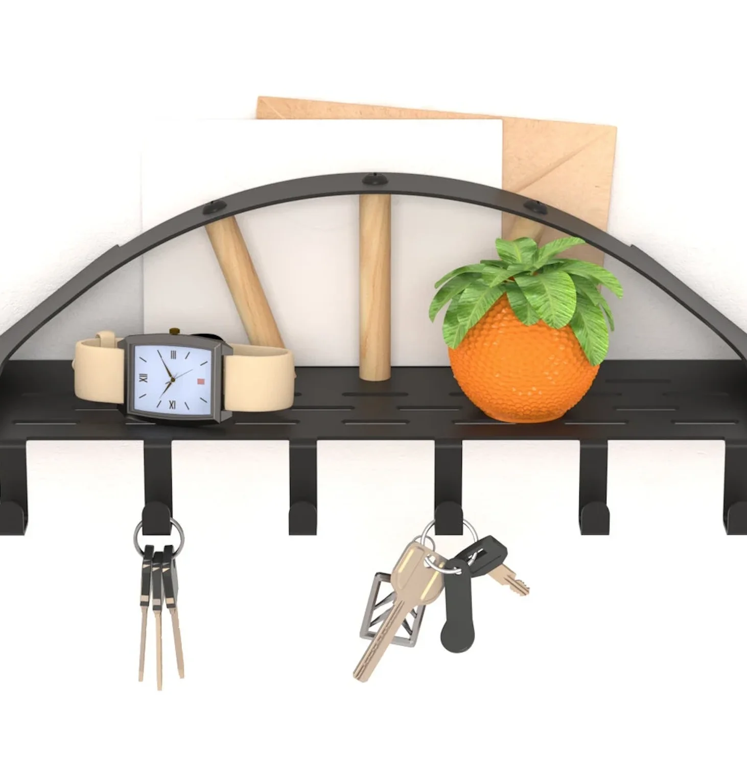 Бестселлер современный дизайн органайзер для почтовых отправлений черный металлический держатель ключей на стену с полками 5 крючками милый подарок