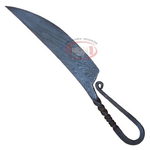 Premium High Quality Damascus Medieval Knife, Forged Medieval Utility Knife, Viking Kitchen Knife Full Tang With Leather Sheath