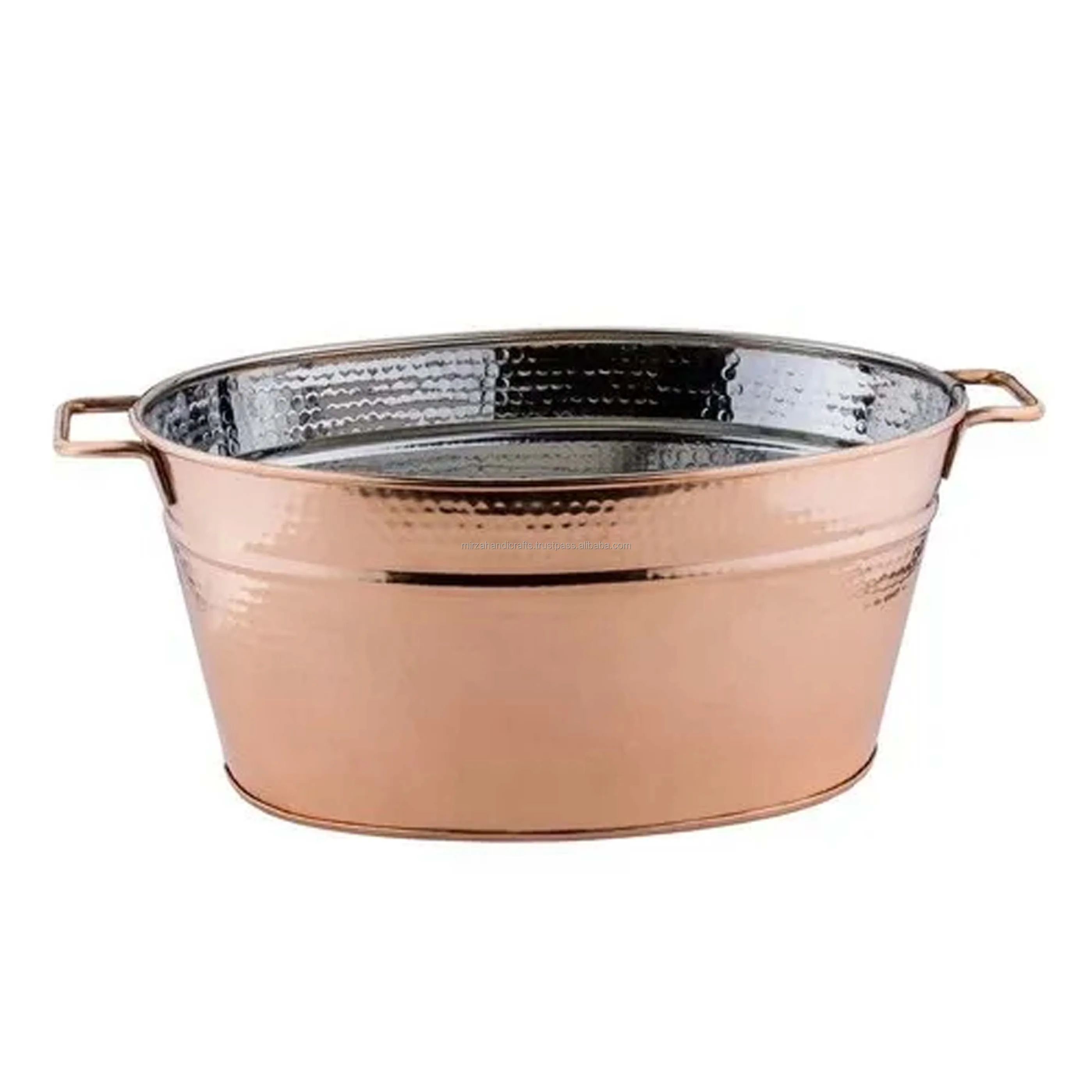 Factory Price Large Copper Finished Beverage Tub Hammered Ice Tub Wholesale Price for Home Bar Chilling Beer and Wine