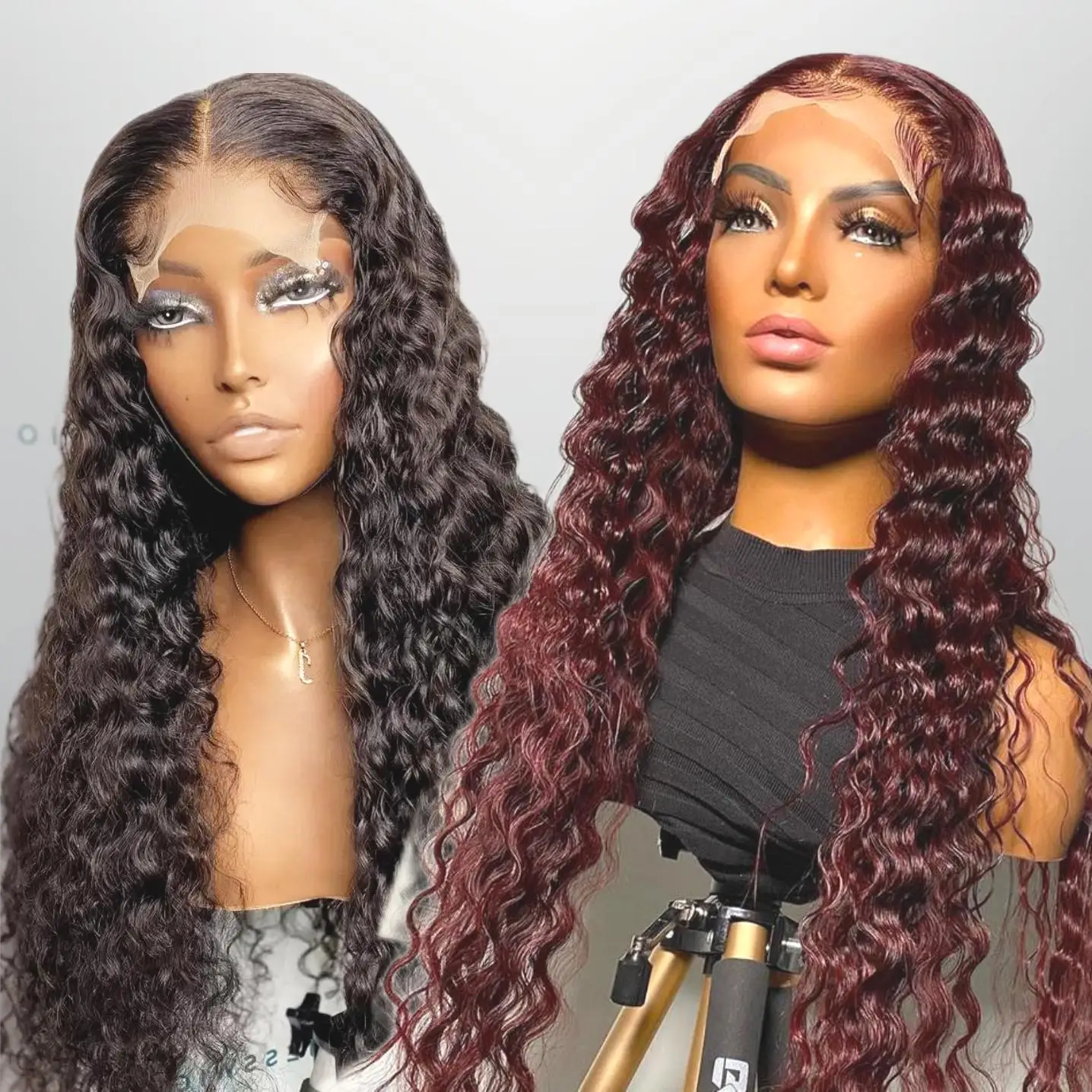 180% Density Tuneful Wholesale Lace Closure Wigs Human Hair Deep Curly Lace Frontal Wig Vendor HD Deep Wave Wig Peruvian Hair