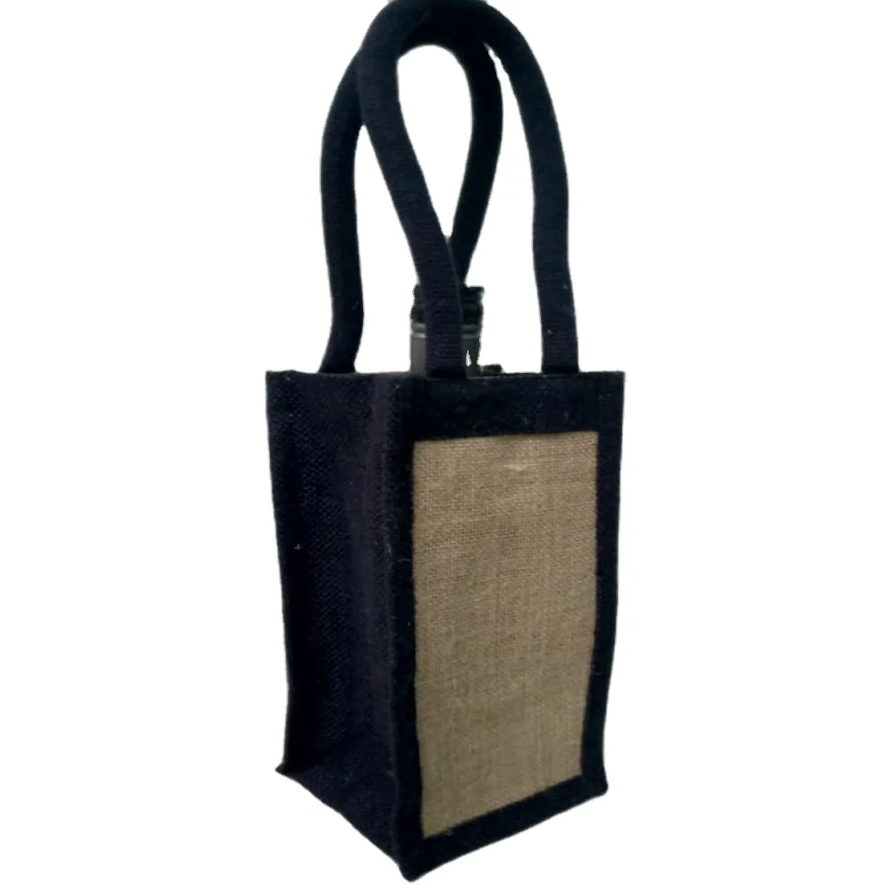 Wine bag with Jute lamination waterproof cotton, round, Drawstring handle Natural Burlap Wine  small packaging jute wine bag