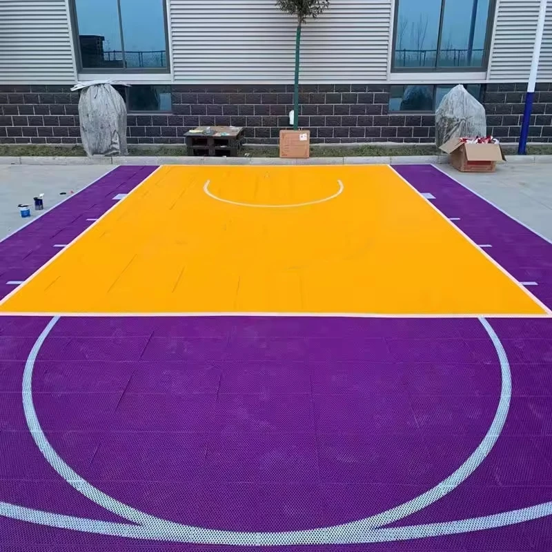 Factory price Standard Size 25x30 feet print lines logos outdoor sport  basketball court floor tiles backyard basketball court