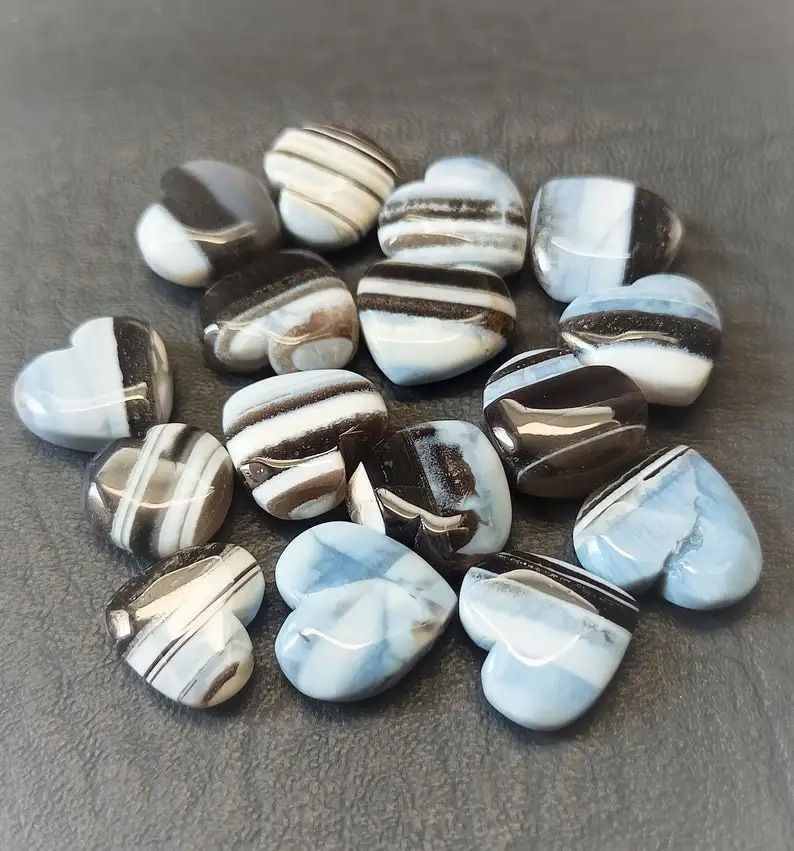 Natural Boulder Opal Smooth Heart Shape Carved Gemstone Beads for Jewelry Making 12-14mm Loose Beads Charms At Wholesale Prices