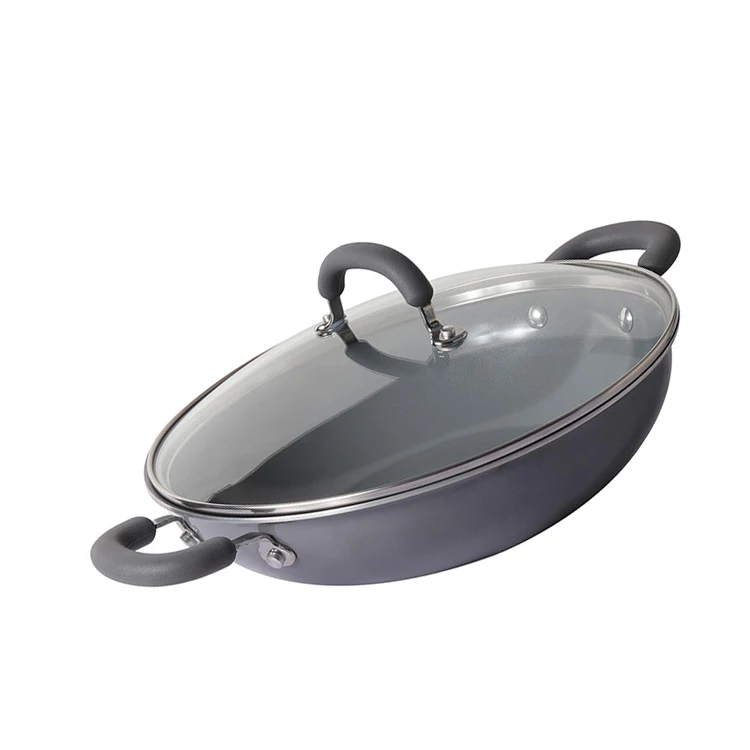 Iron Deep Fry Kadai Induction Friendly Healthy Ceramic Coated Cookware Kadai With Lid For Sale For Bulk Supply