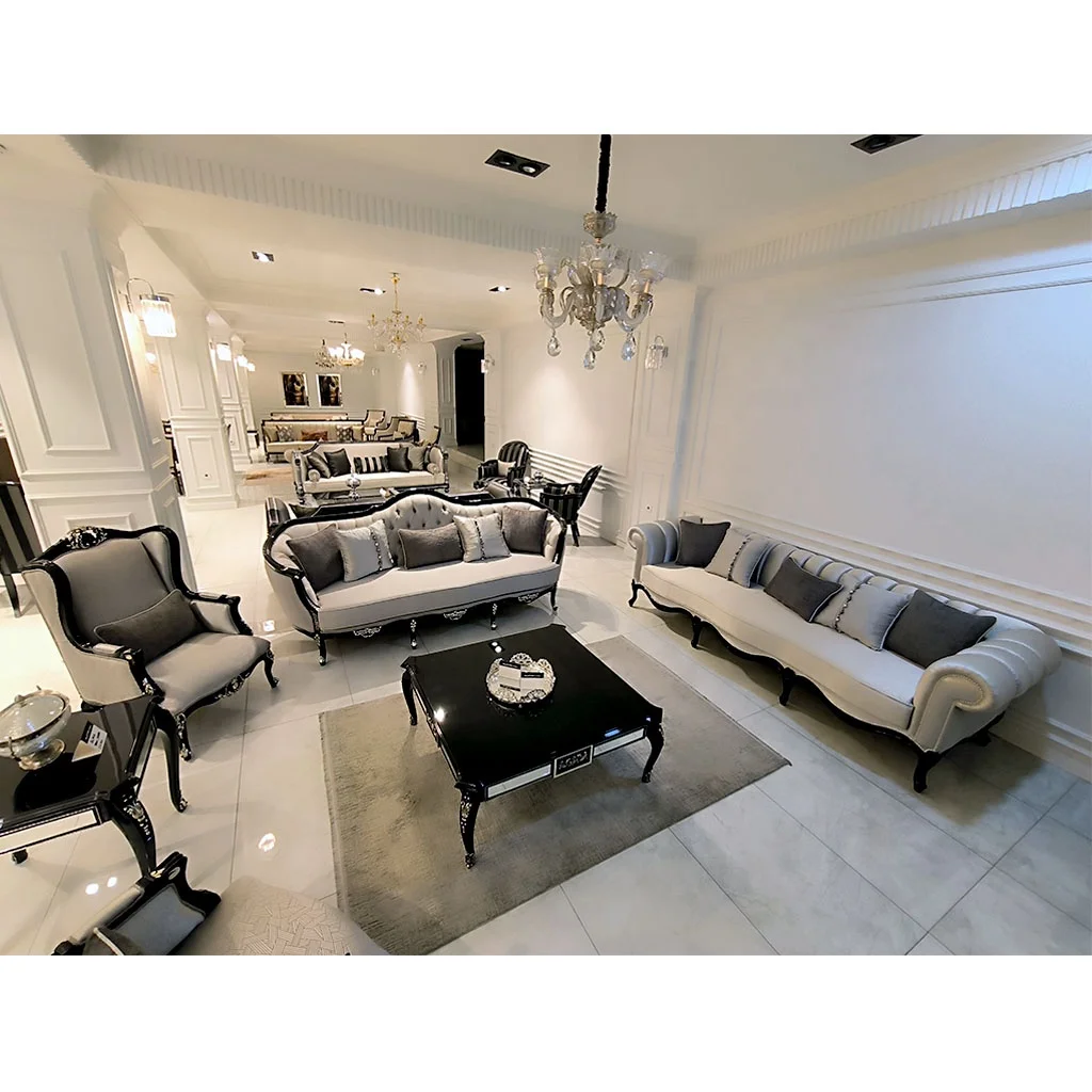 European Black Vintage Baroque Antique Furniture Wooden Sofa Living Room Dining Table Luxury Carving Chair Console Cabinet