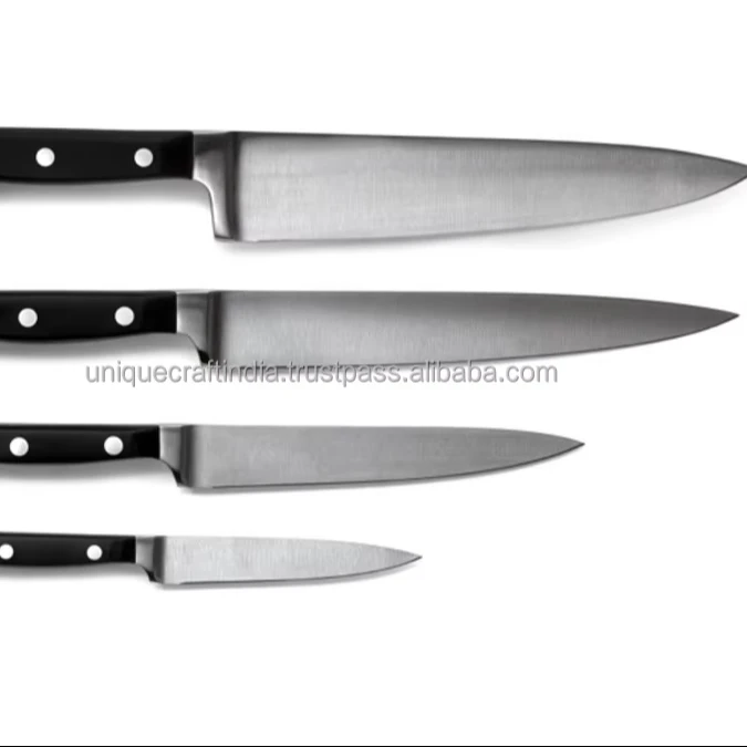 4 Pieces Stainless Steel Vegetables Cutting Knife Set Japanese Kitchen Knife Set With Wooden Knives Holder