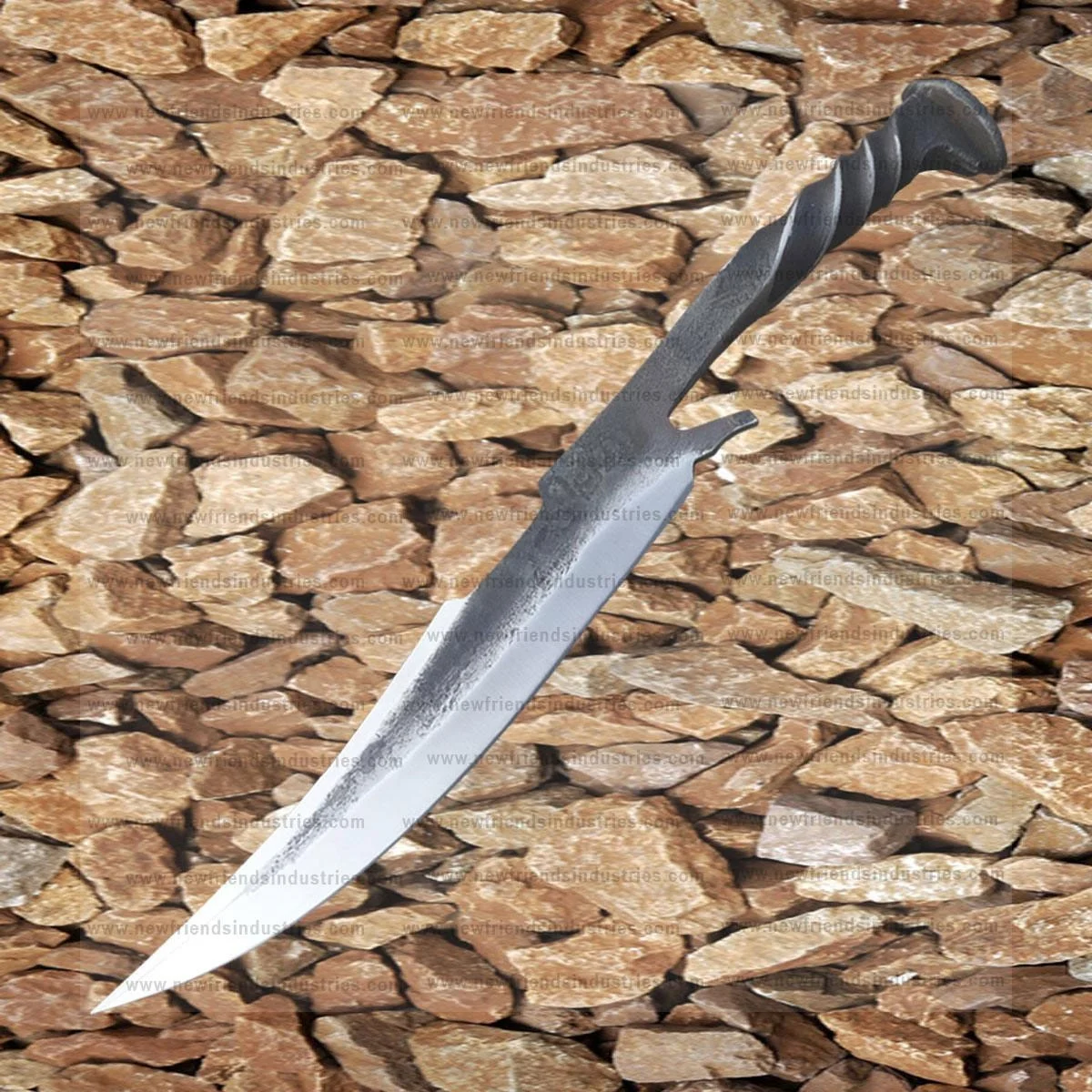 Top Rated Hand Forged Clip Point Locomotive Railroad Spike Knife High Carbon Steel Blade Kitchen Knife & Twisted Handle & Cover